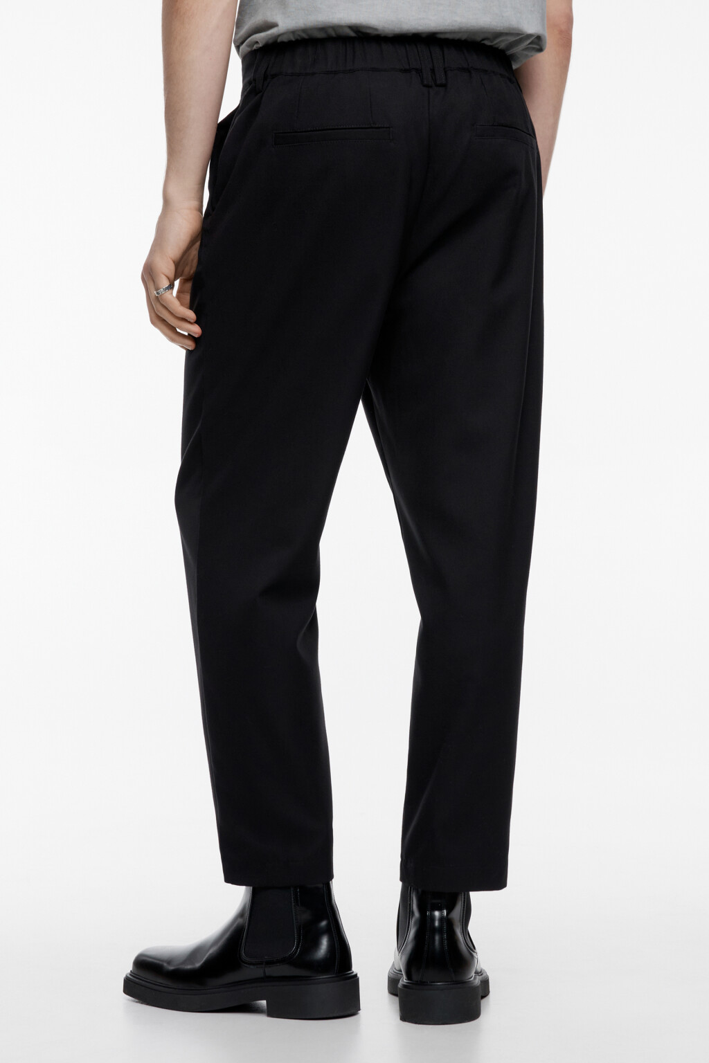 Брюки-чинос классические из костюмной ткани - цвет черный - 4