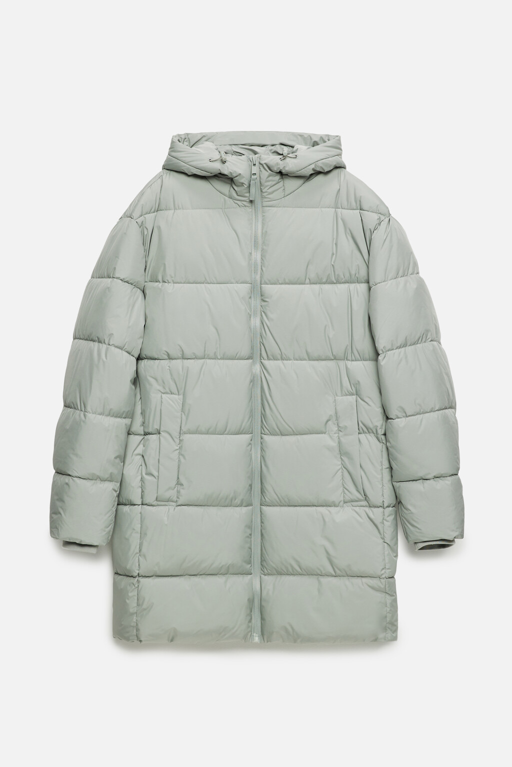 Пальто-пуховик стеганое утепленное с капюшоном - цвет серый - 9