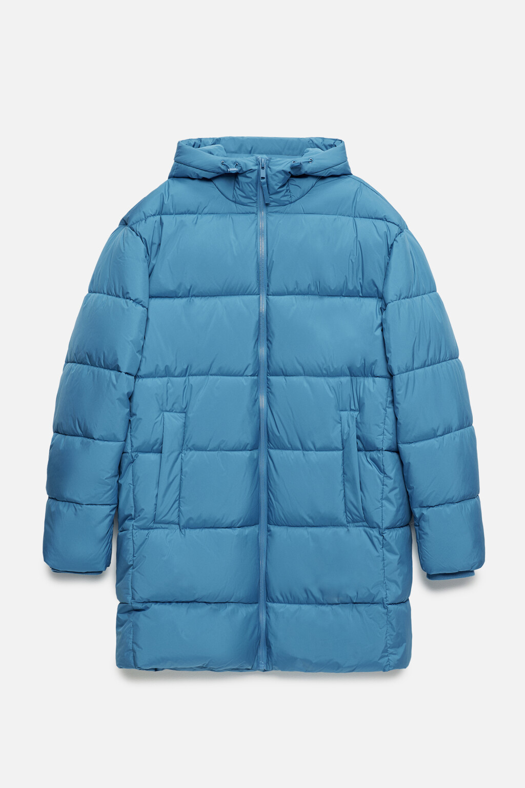 Пальто-пуховик стеганое утепленное с капюшоном - цвет синий - 9