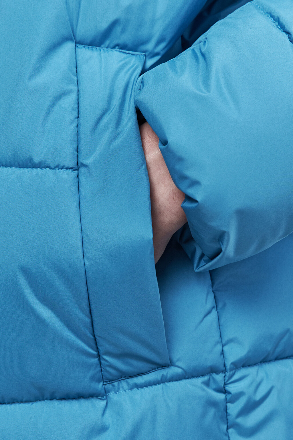 Пальто-пуховик стеганое утепленное с капюшоном - цвет синий - 6
