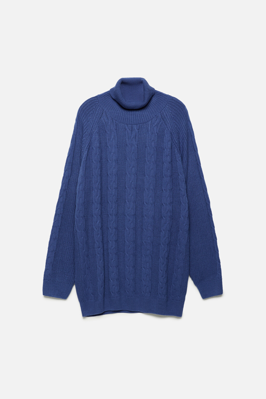 Свитер вязаный с воротником и рукавами реглан - цвет синий - 8