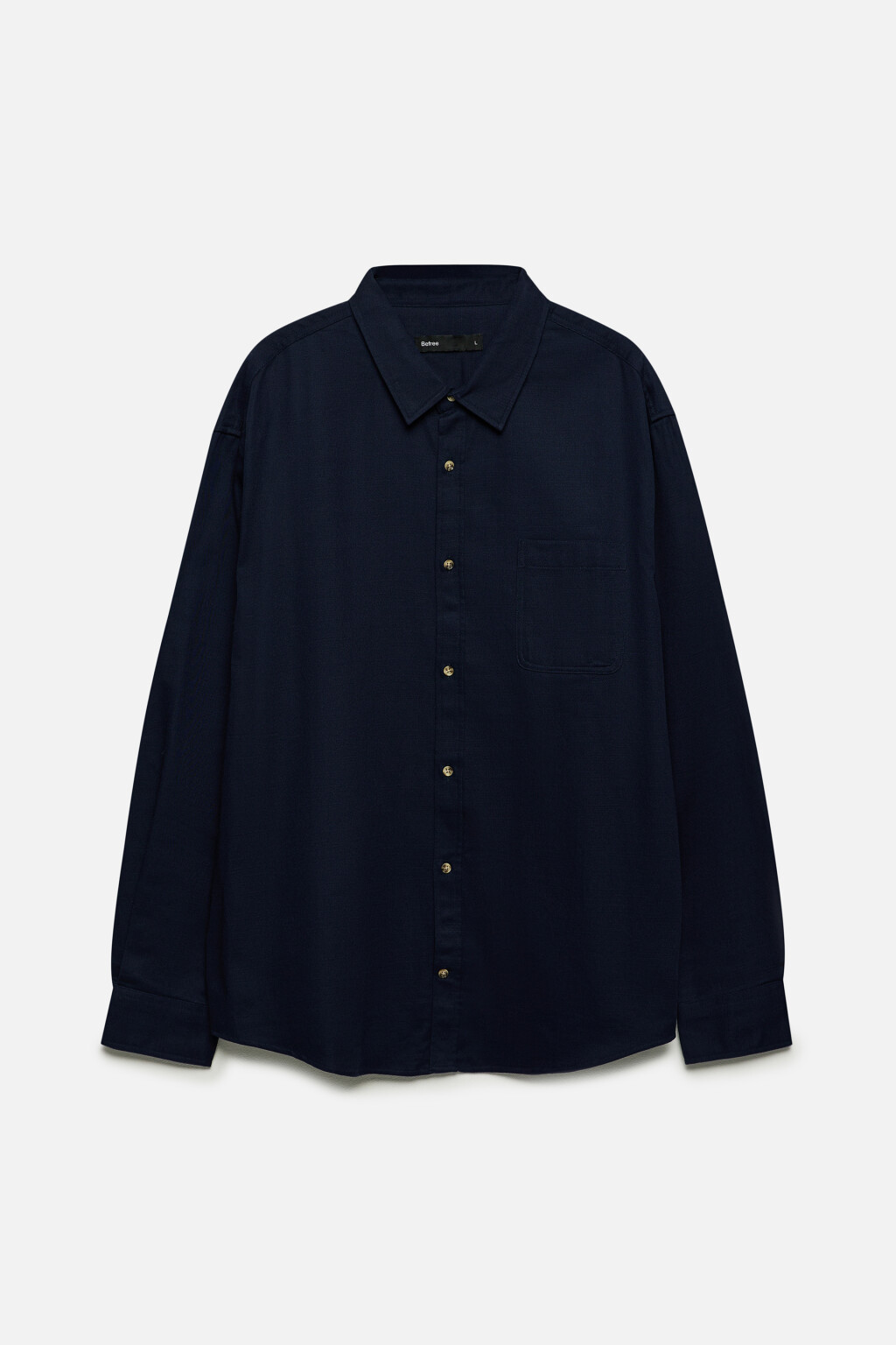 Рубашка-овершот хлопковая с нагрудным карманом - цвет синий - 1