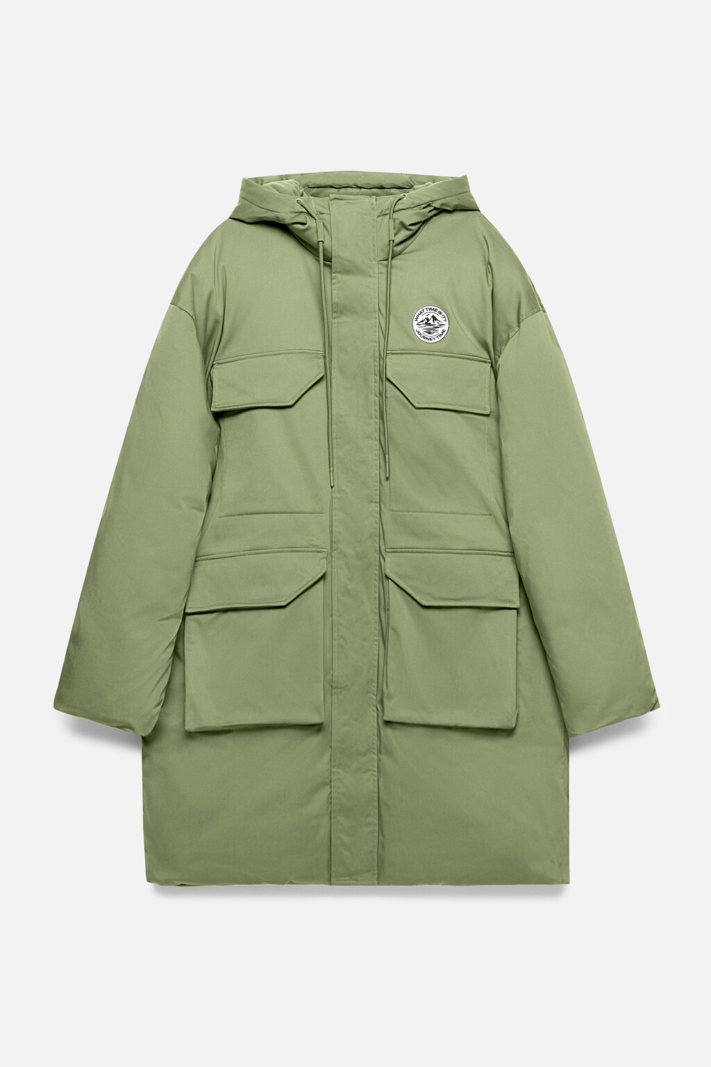 Куртка-парка длинная утепленная с капюшоном - цвет зеленый - 9