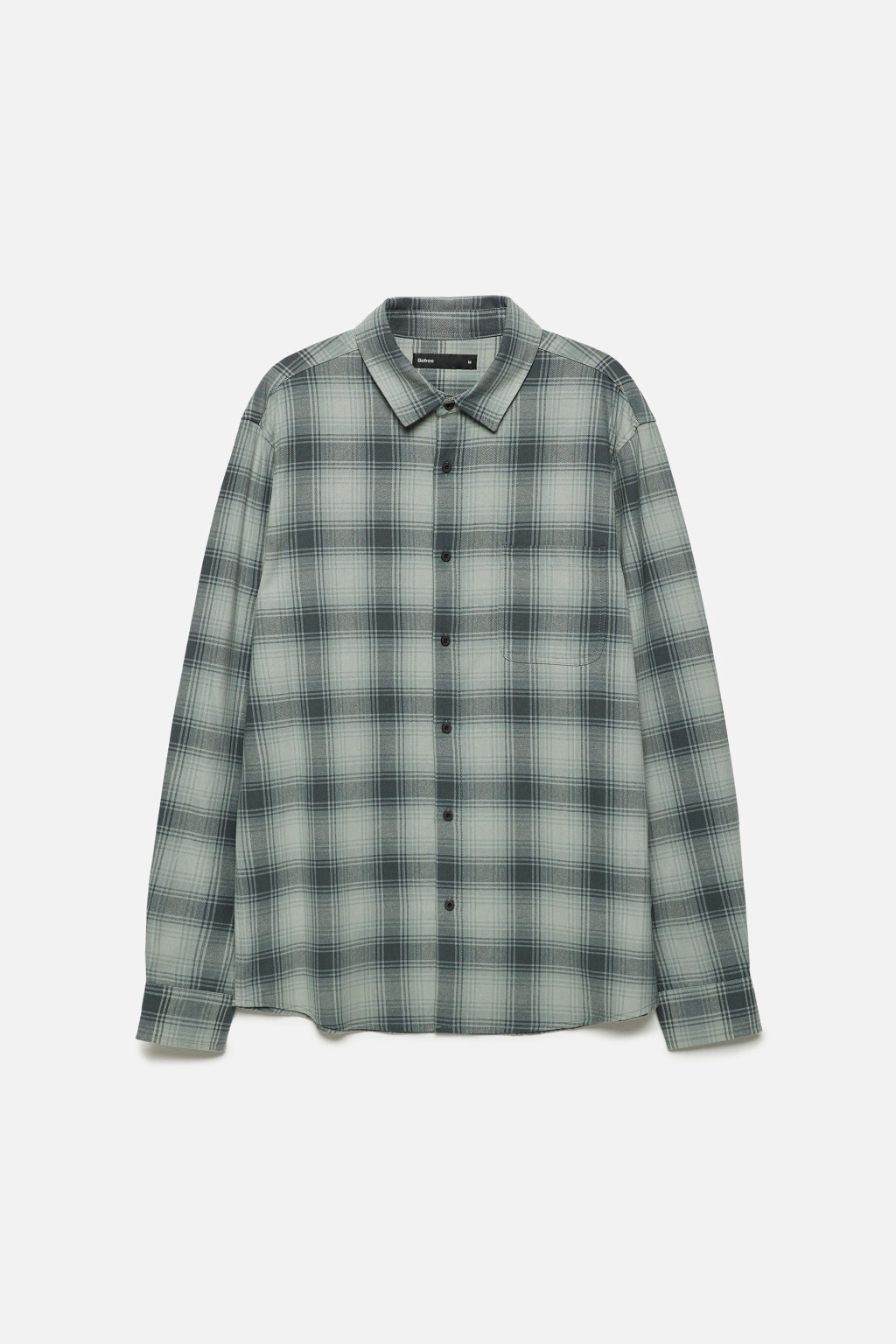 Рубашка свободная фланелевая с принтом в клетку - цвет зеленый - 8