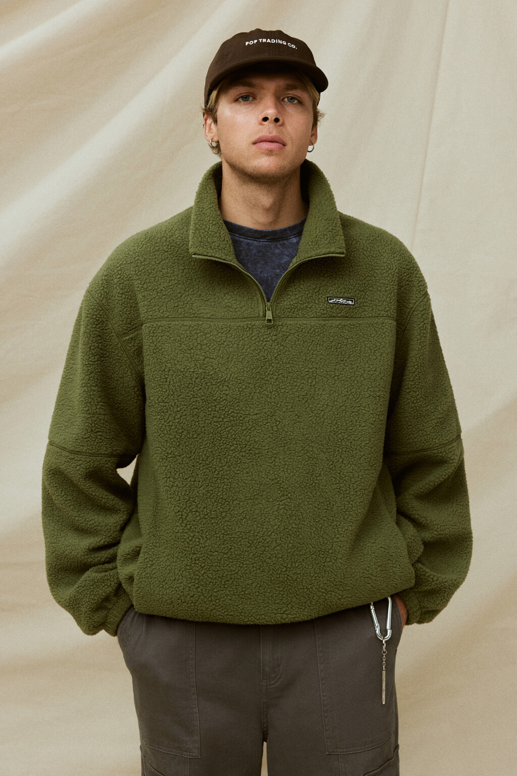 Толстовка флисовая с воротником-стойкой на молнии - цвет зеленый - 10