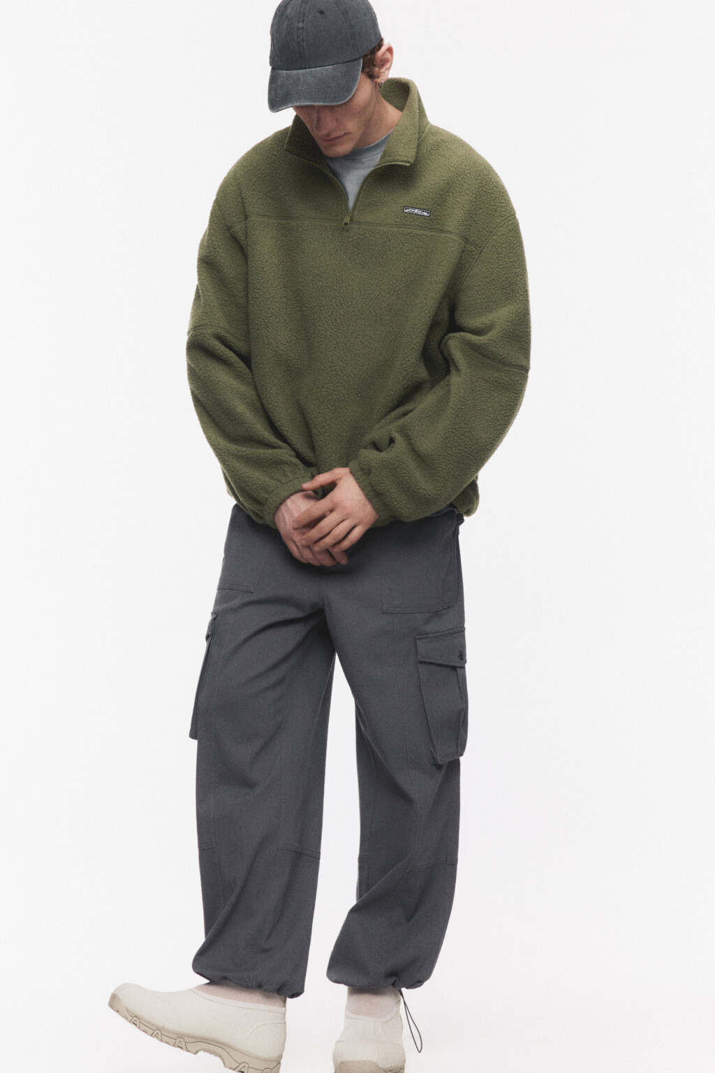 Толстовка флисовая с воротником-стойкой на молнии - цвет зеленый - 2