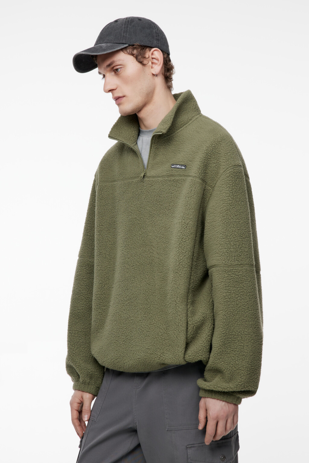 Толстовка флисовая с воротником-стойкой на молнии - цвет зеленый - 4