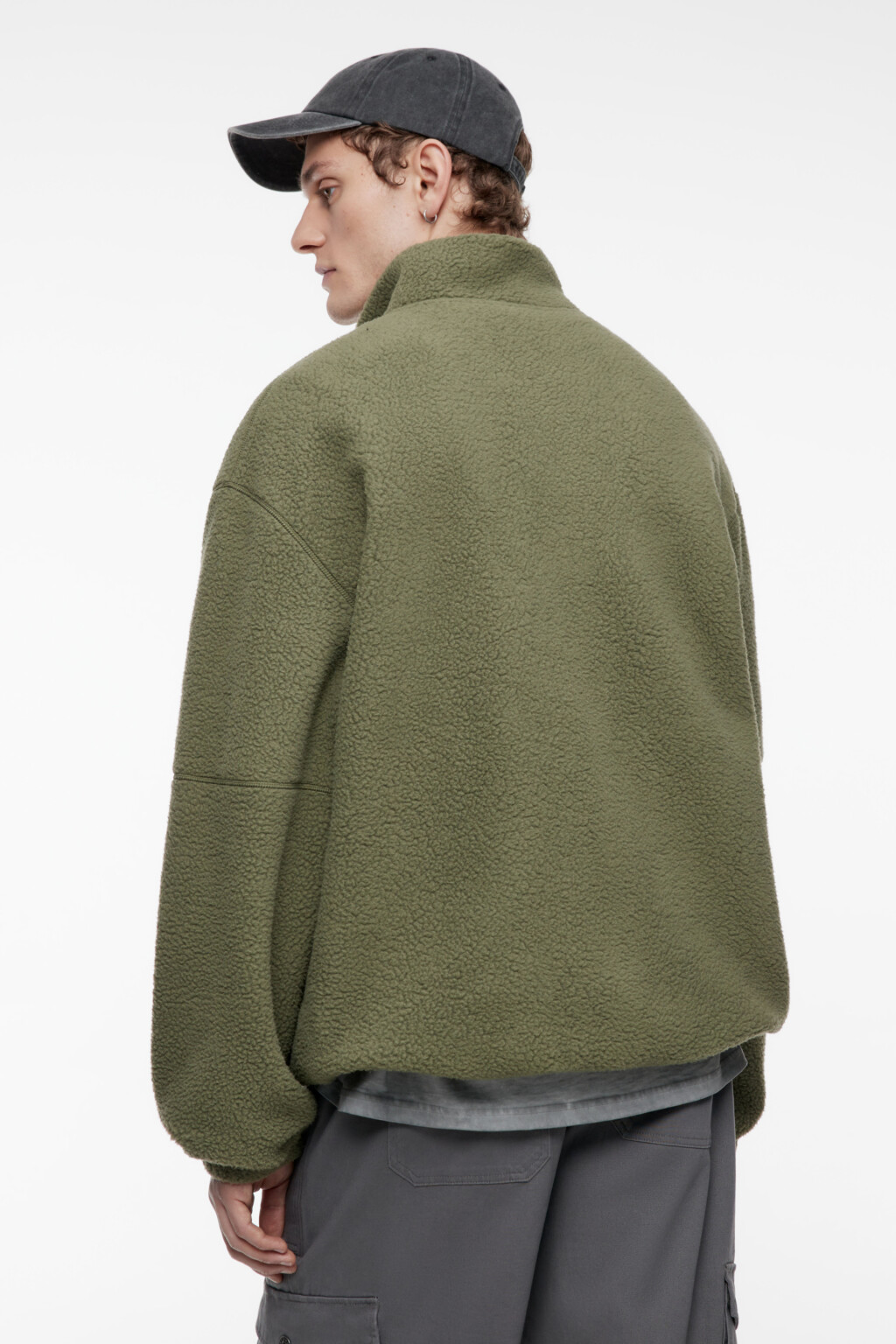 Толстовка флисовая с воротником-стойкой на молнии - цвет зеленый - 5