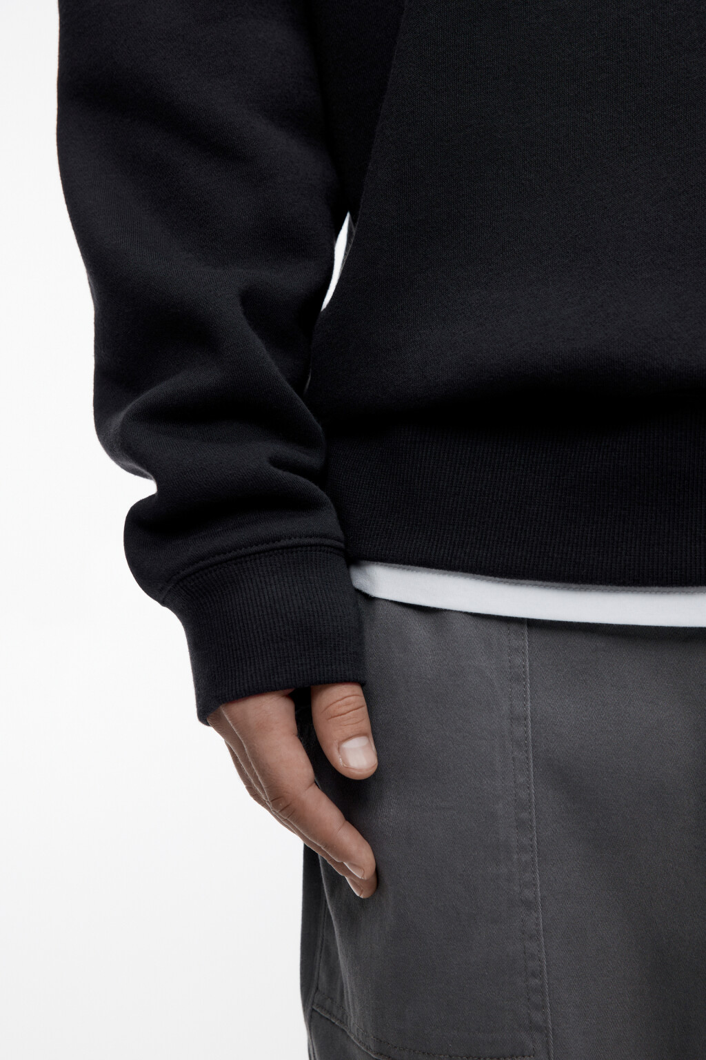 Свитшот oversize утепленный с принтом-надписью - цвет черный - 8