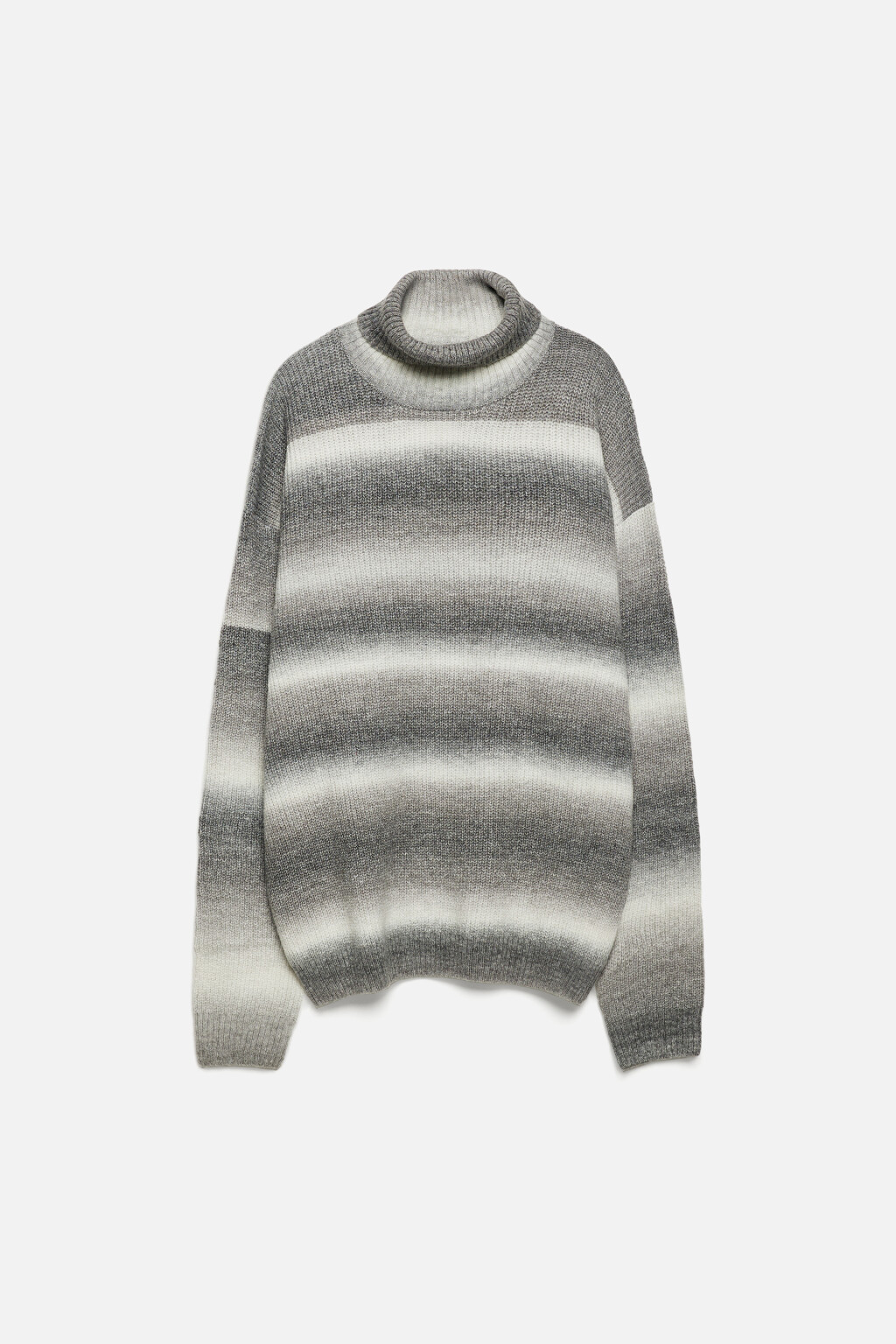 Свитер с горлом вязаный в полоску - цвет белый - 11