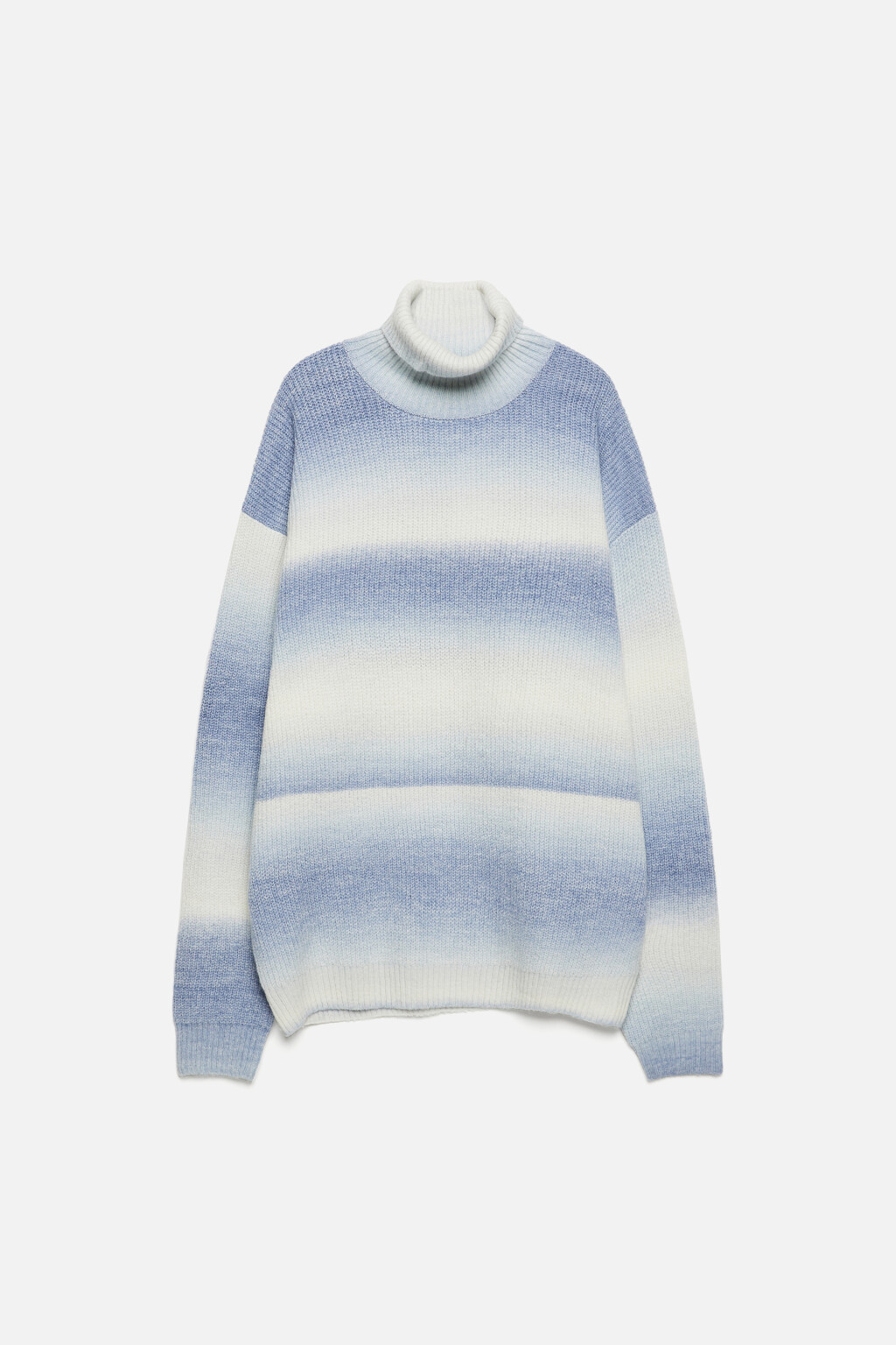 Свитер с горлом вязаный в полоску - цвет бежевый - 8