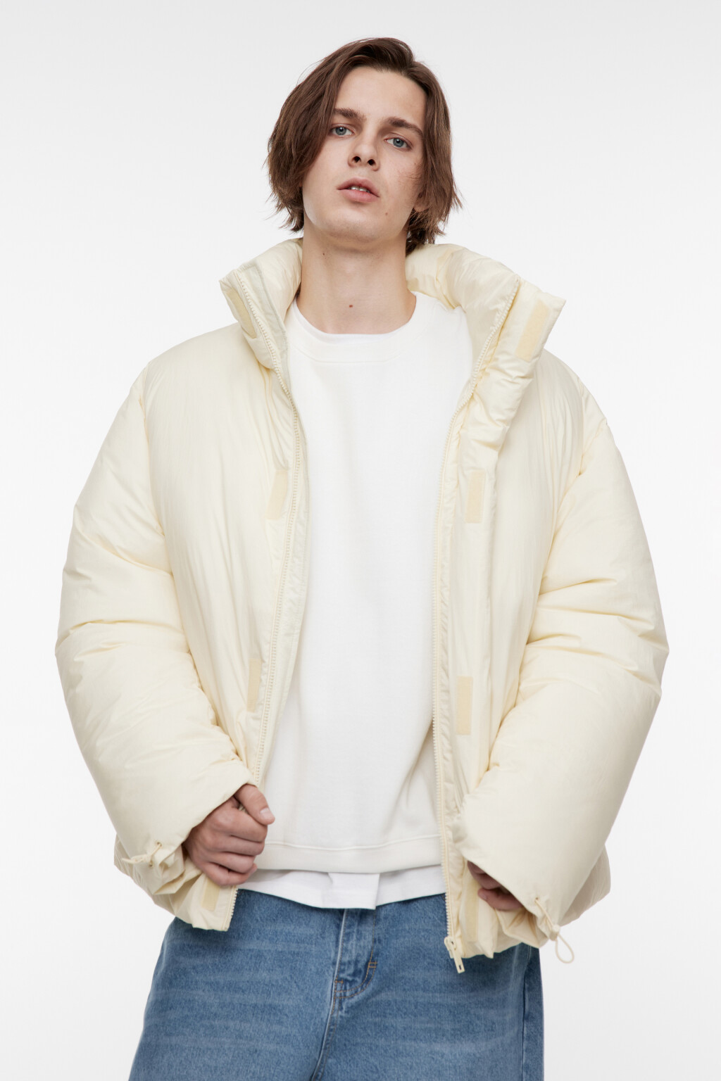Куртка дутая с воротником-стойкой - цвет бежевый - 1