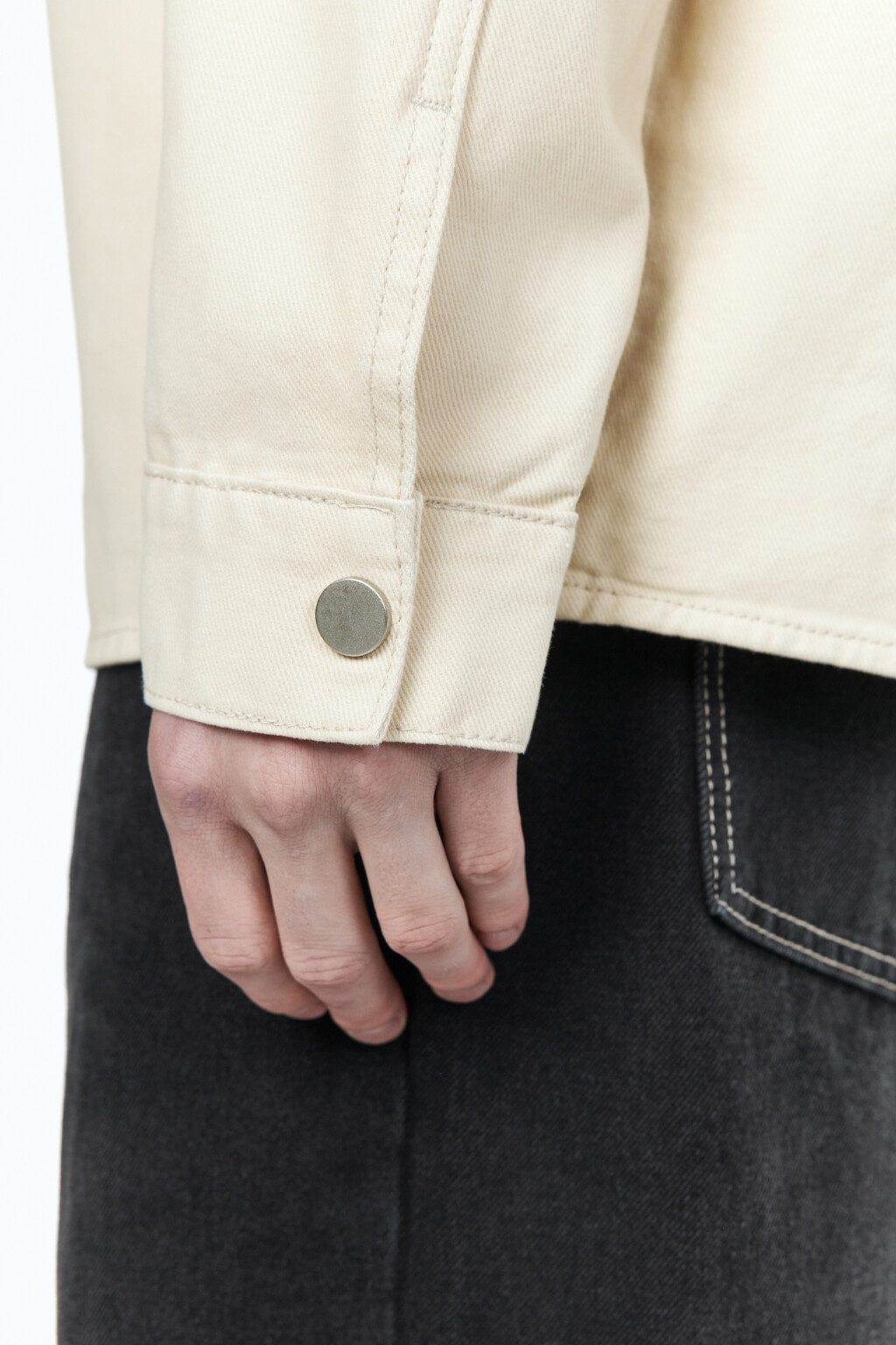 Рубашка джинсовая с нагрудными карманами - цвет бежевый - 7