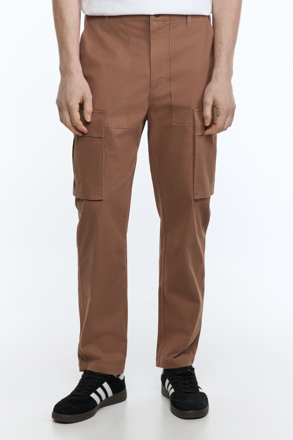 Брюки прямые хлопковые с карманами карго - цвет бежевый - 2