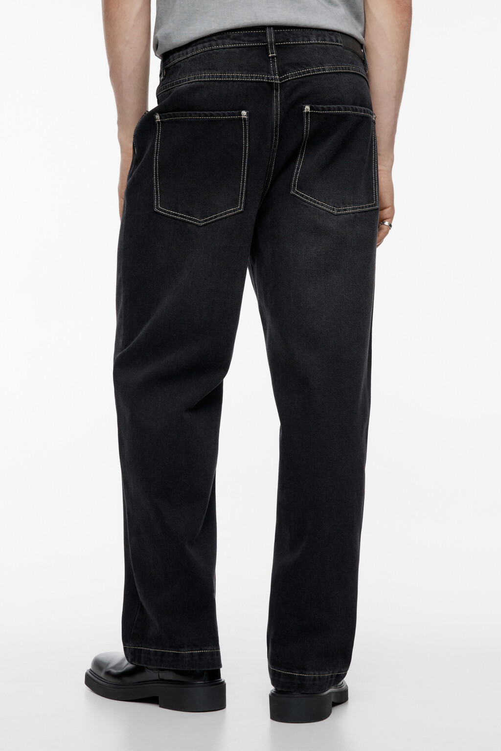 Джинсы wide широкие удлиненные со средней посадкой - цвет серый - 4