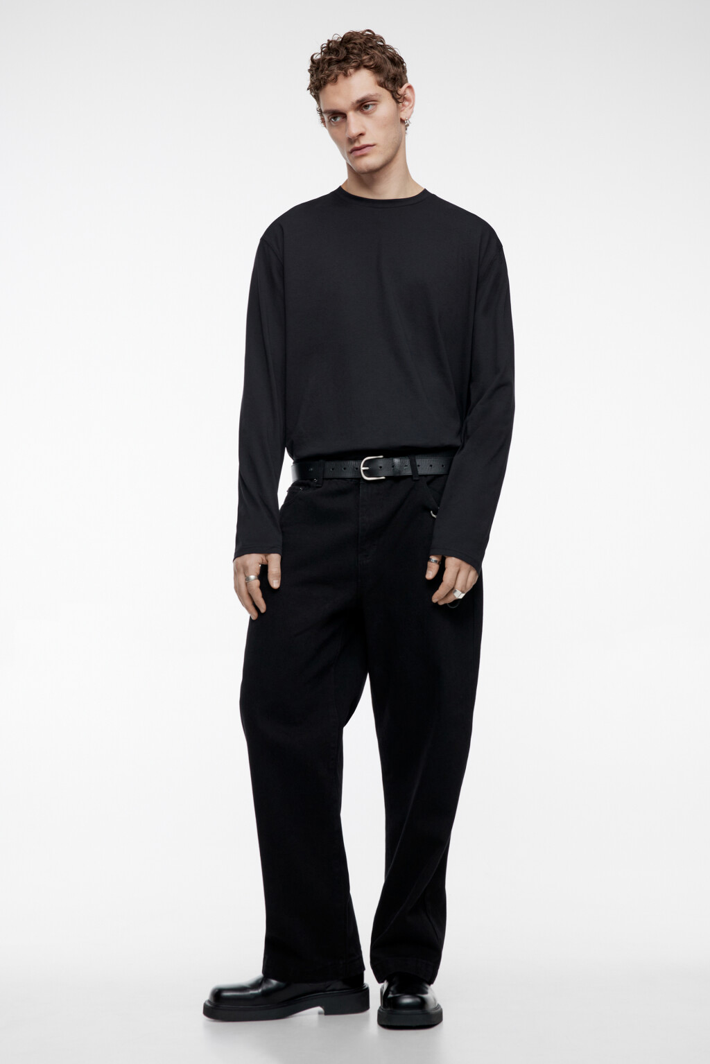 Джинсы wide широкие удлиненные со средней посадкой - цвет черный - 5