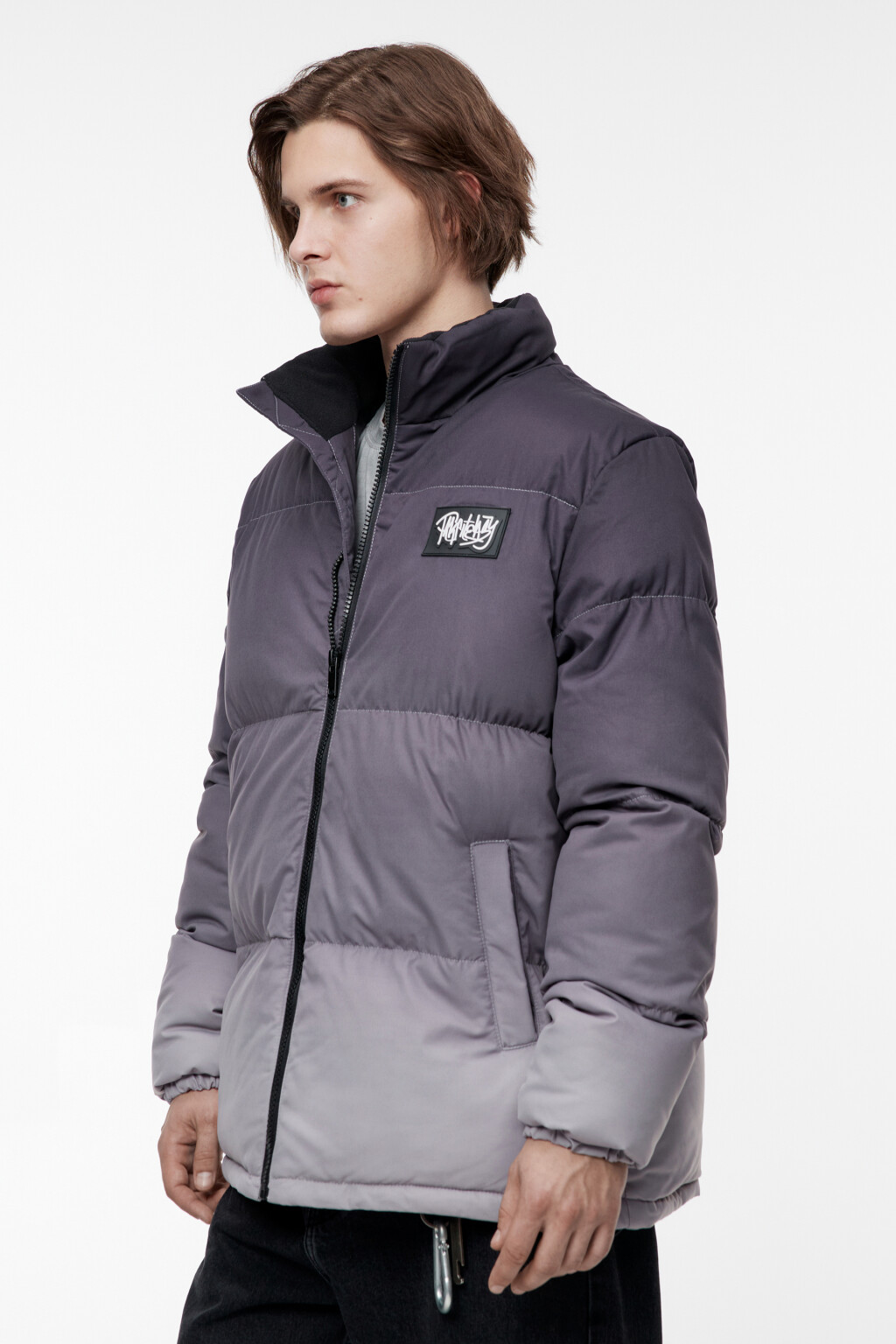 Куртка-пуховик короткая стеганая с градиентом - цвет черный - 3