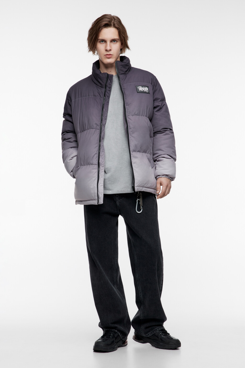 Куртка-пуховик короткая стеганая с градиентом - цвет черный - 5