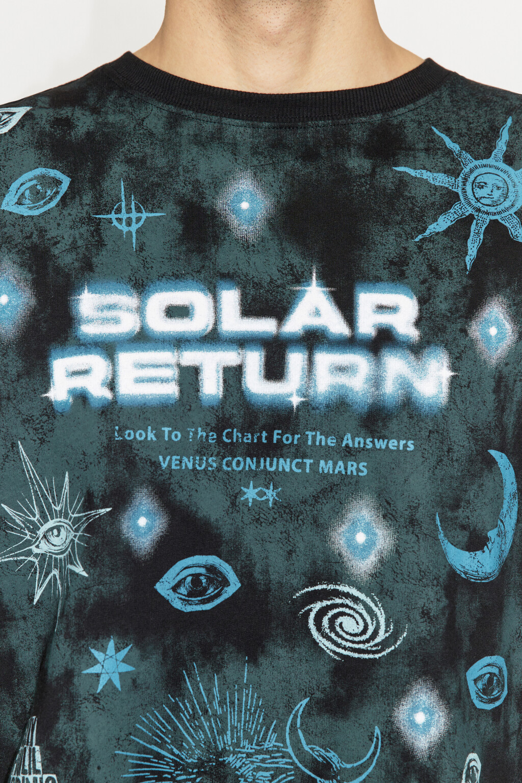 Лонгслив oversize хлопковый с космическим принтом - цвет черный - 6