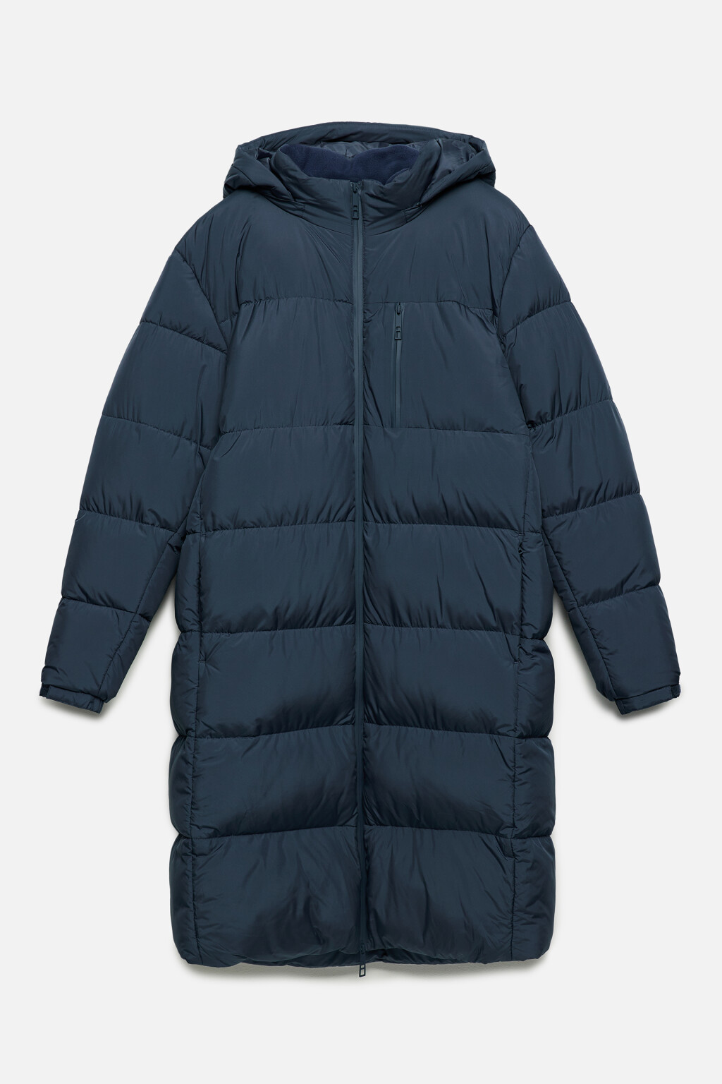 Пальто-пуховик длинное стеганое с капюшоном - цвет синий - 9