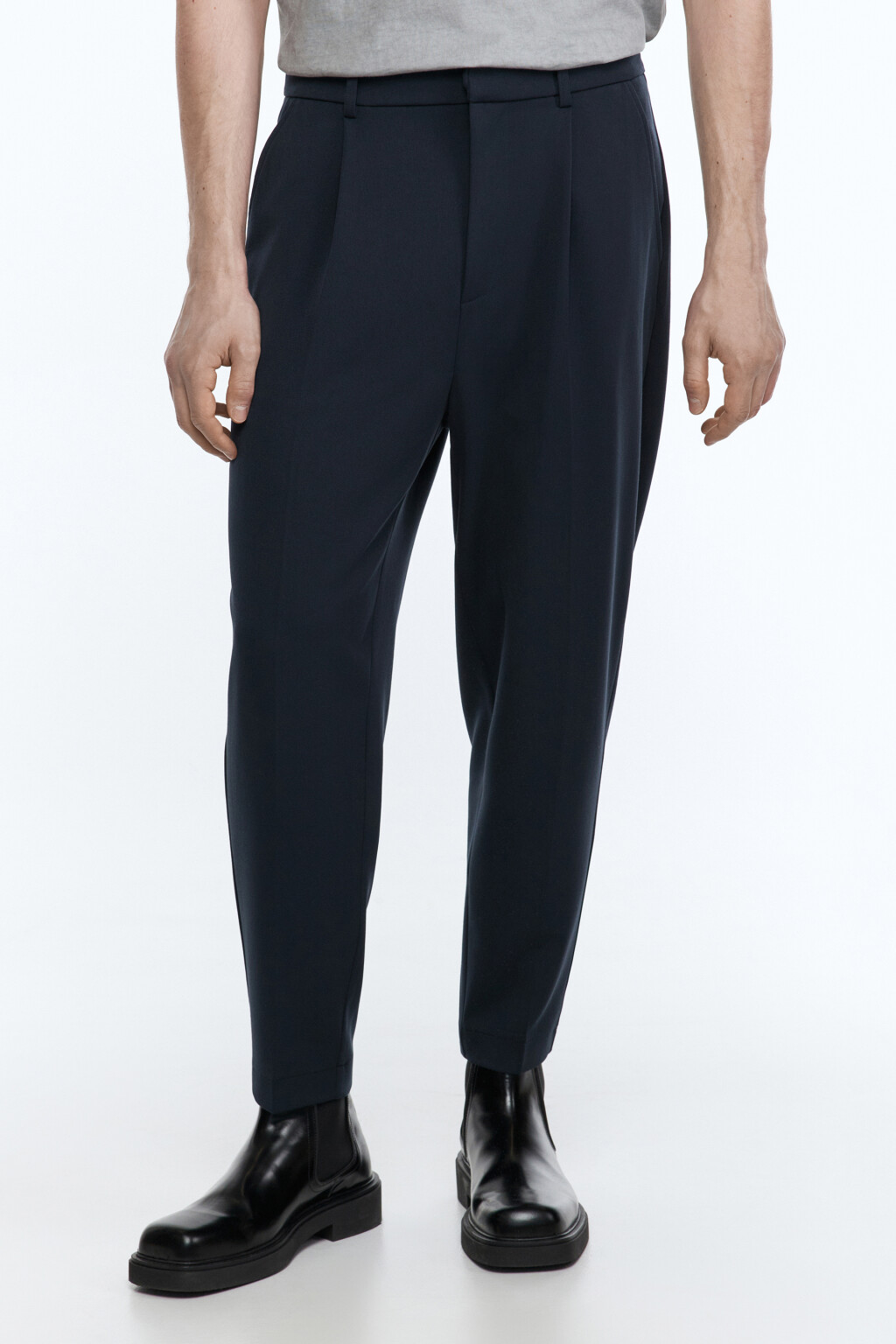 Брюки прямые костюмные со средней посадкой - цвет синий - 2