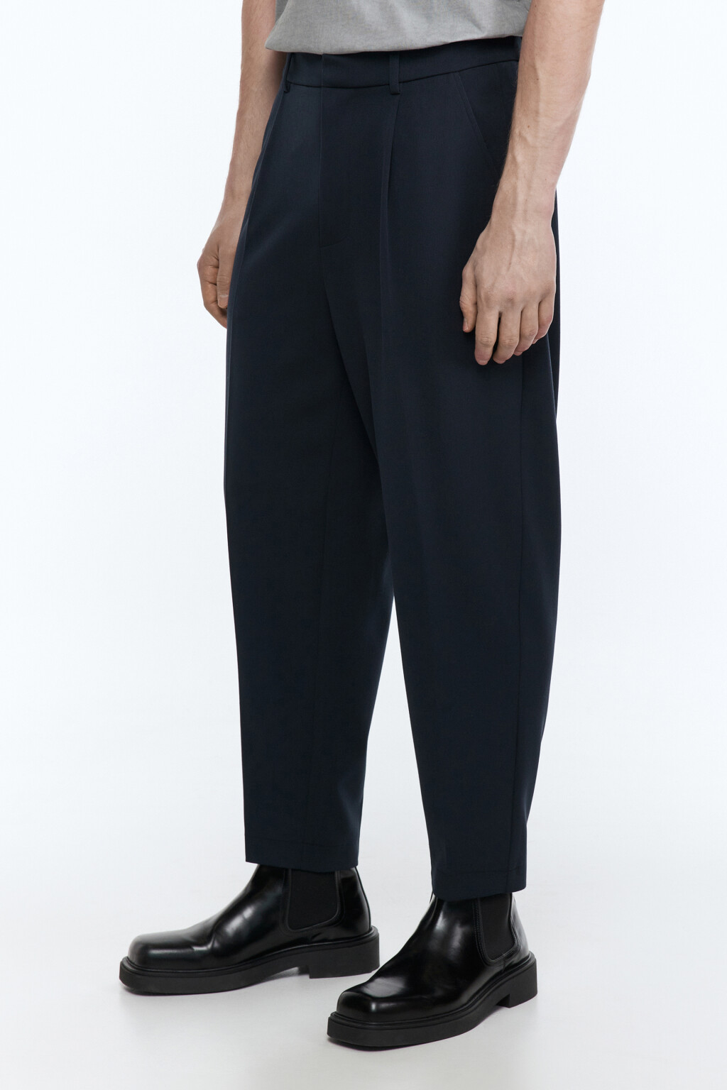 Брюки прямые костюмные со средней посадкой - цвет синий - 3