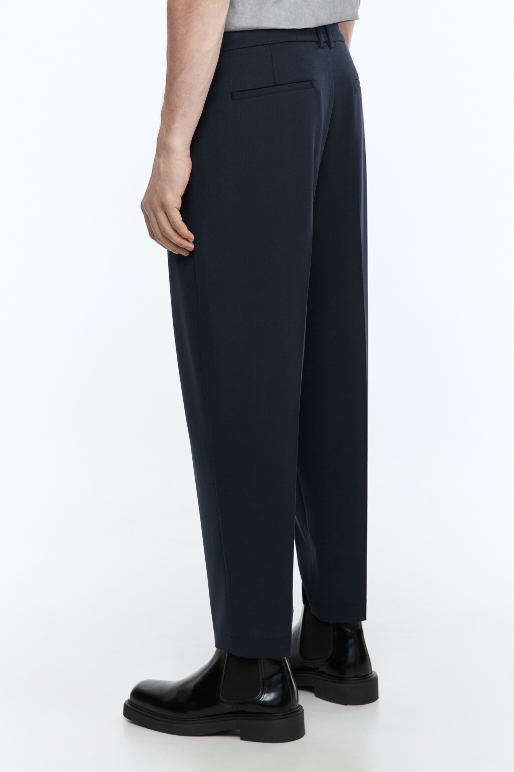 Брюки прямые костюмные со средней посадкой - цвет синий - 4