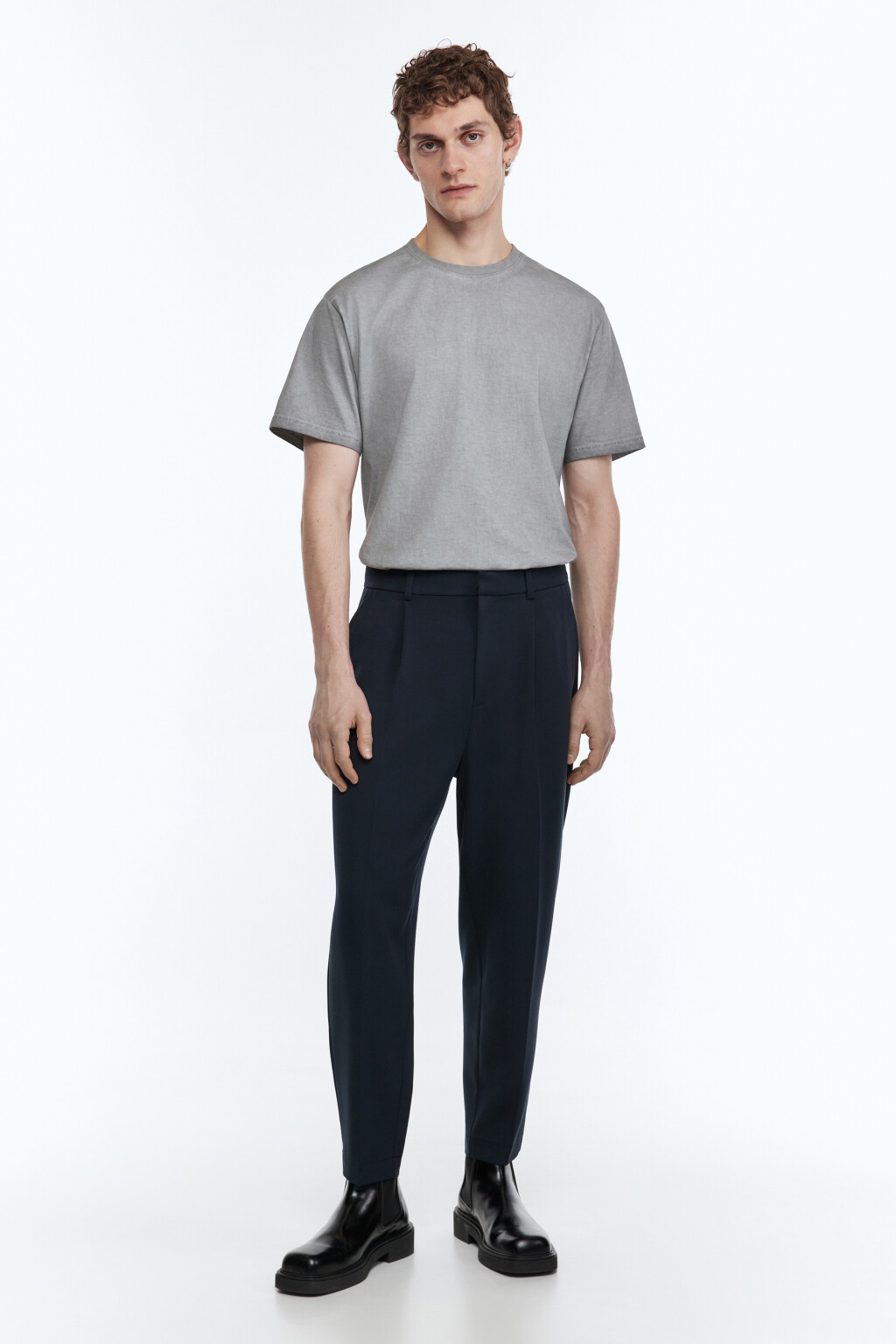 Брюки прямые костюмные со средней посадкой - цвет синий - 5