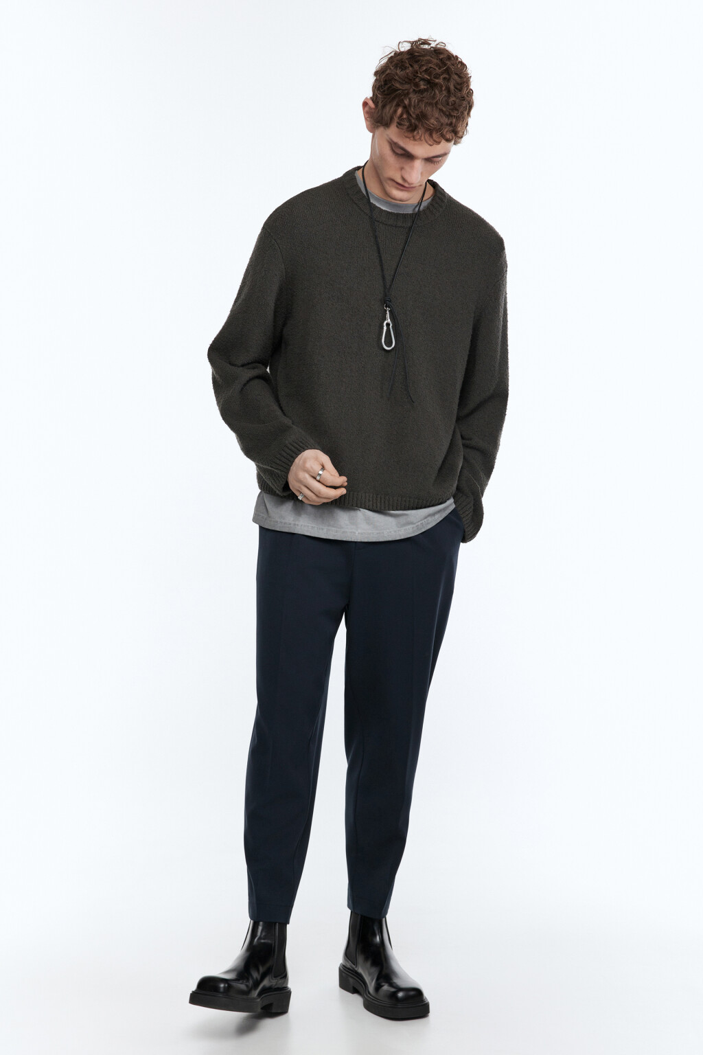 Брюки прямые костюмные со средней посадкой - цвет синий - 6