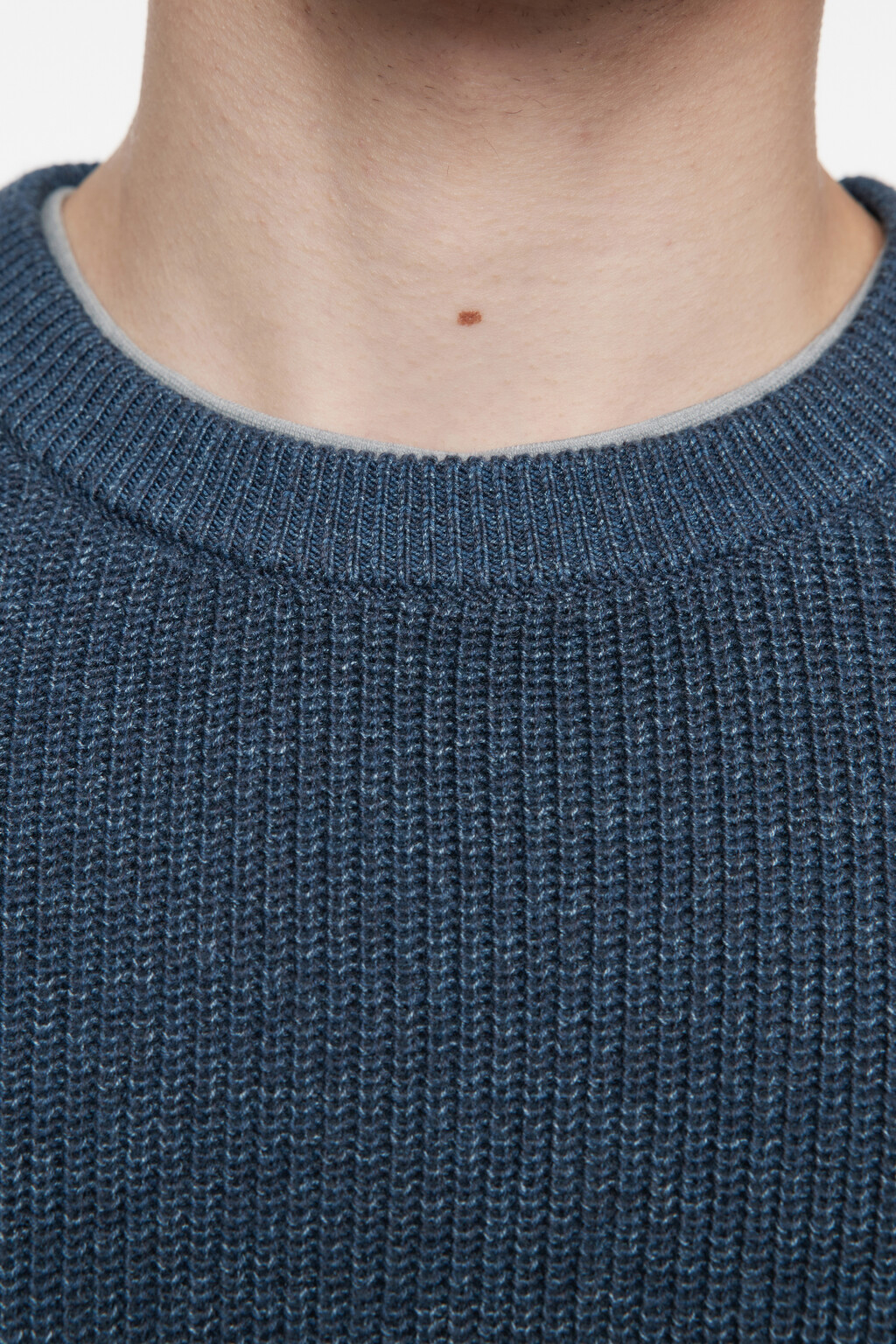 Свитер вязаный хлопковый из фактурной пряжи - цвет синий - 5