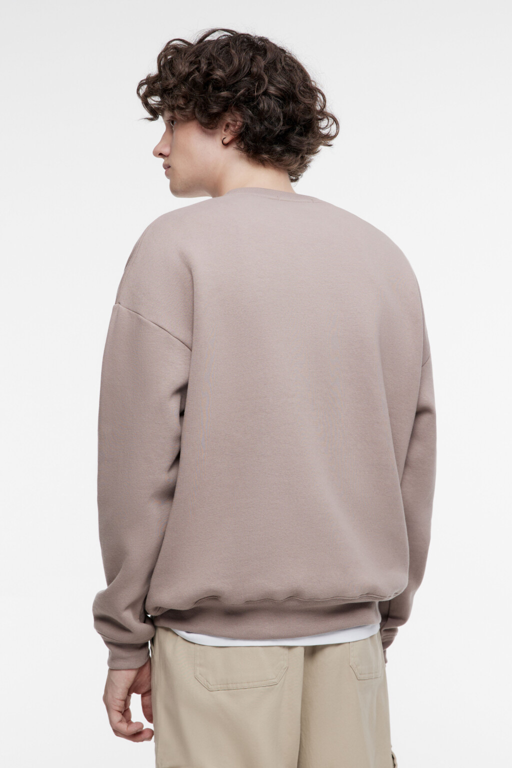 Свитшот oversize базовый утепленный с начесом - цвет бежевый - 3