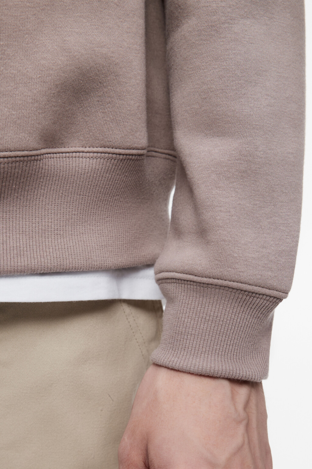 Свитшот oversize базовый утепленный с начесом - цвет бежевый - 8