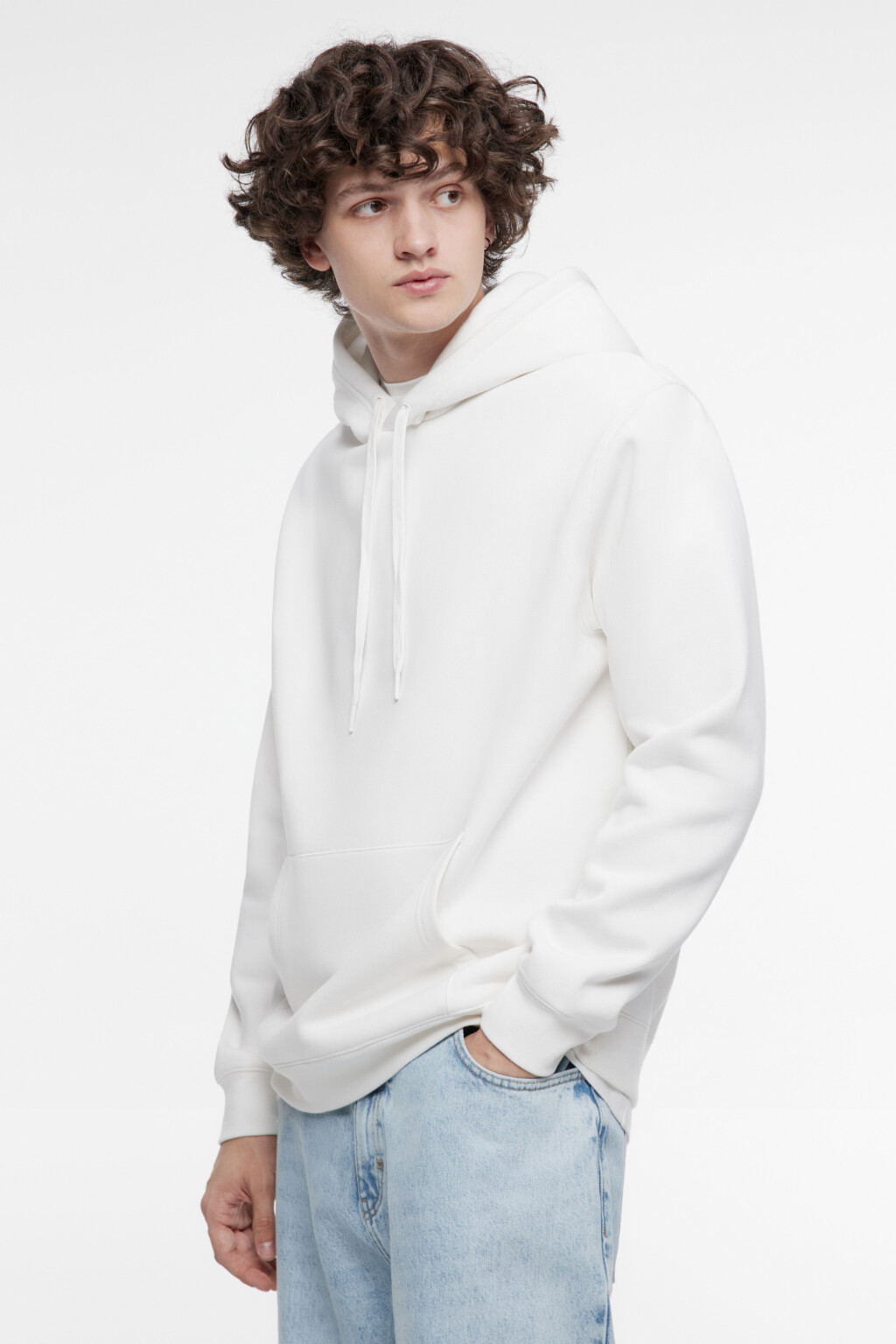 Худи oversize хлопковая с флисовым утеплением - цвет белый - 4