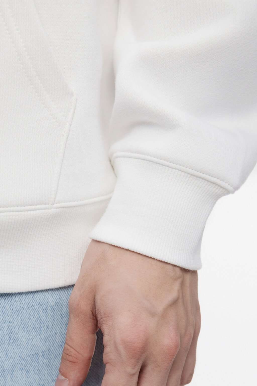 Худи oversize хлопковая с флисовым утеплением - цвет белый - 7