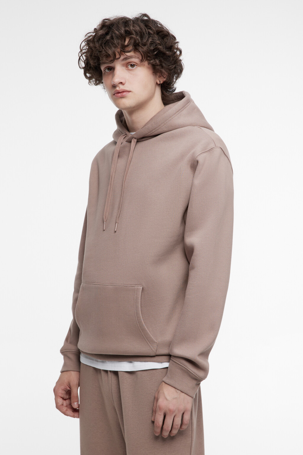 Худи oversize хлопковая с флисовым утеплением - цвет коричневый - 4