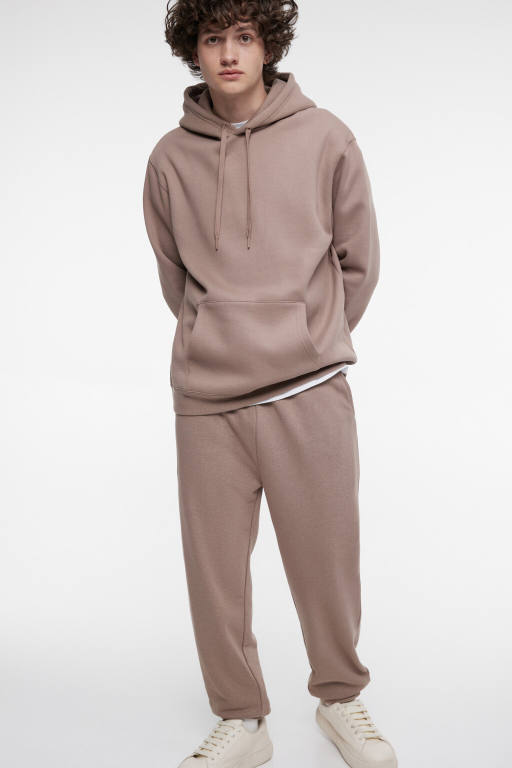 Худи oversize хлопковая с флисовым утеплением - цвет коричневый - 1