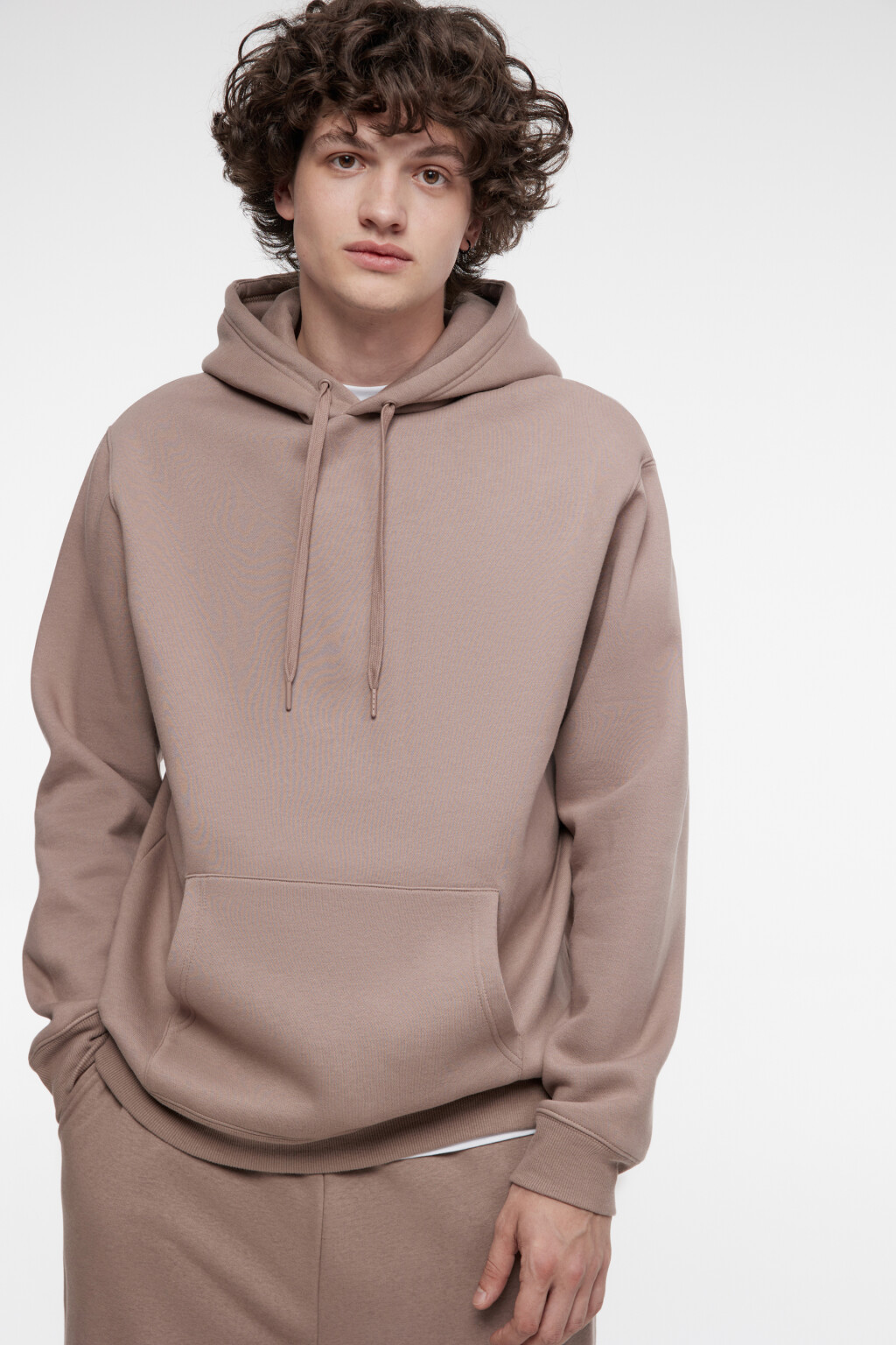 Худи oversize хлопковая с флисовым утеплением - цвет коричневый - 2