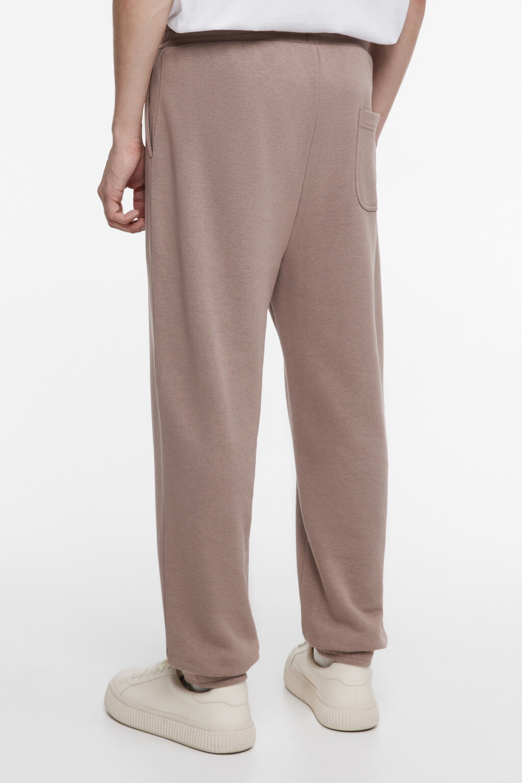 Брюки-джоггеры трикотажные с флисовым утеплением - цвет коричневый - 4