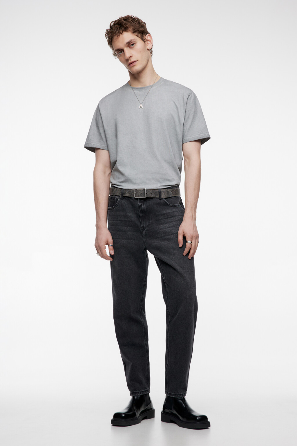 Джинсы tapered прямые с вареным эффектом - цвет серый - 5