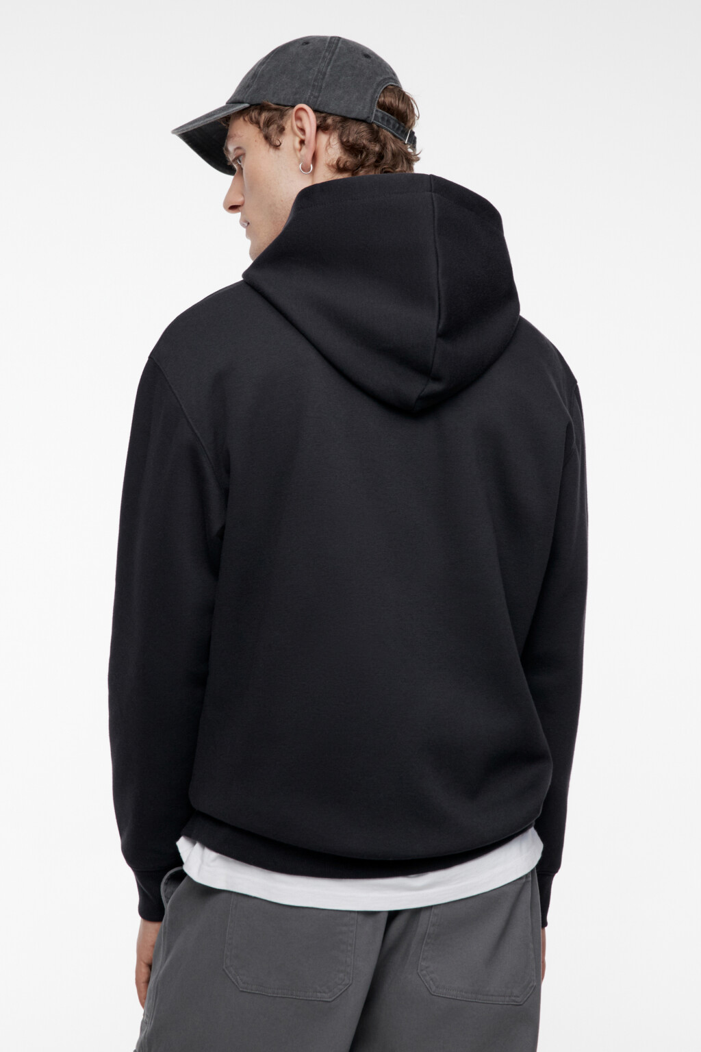 Худи oversize утепленная с принтом и надписью - цвет черный - 5