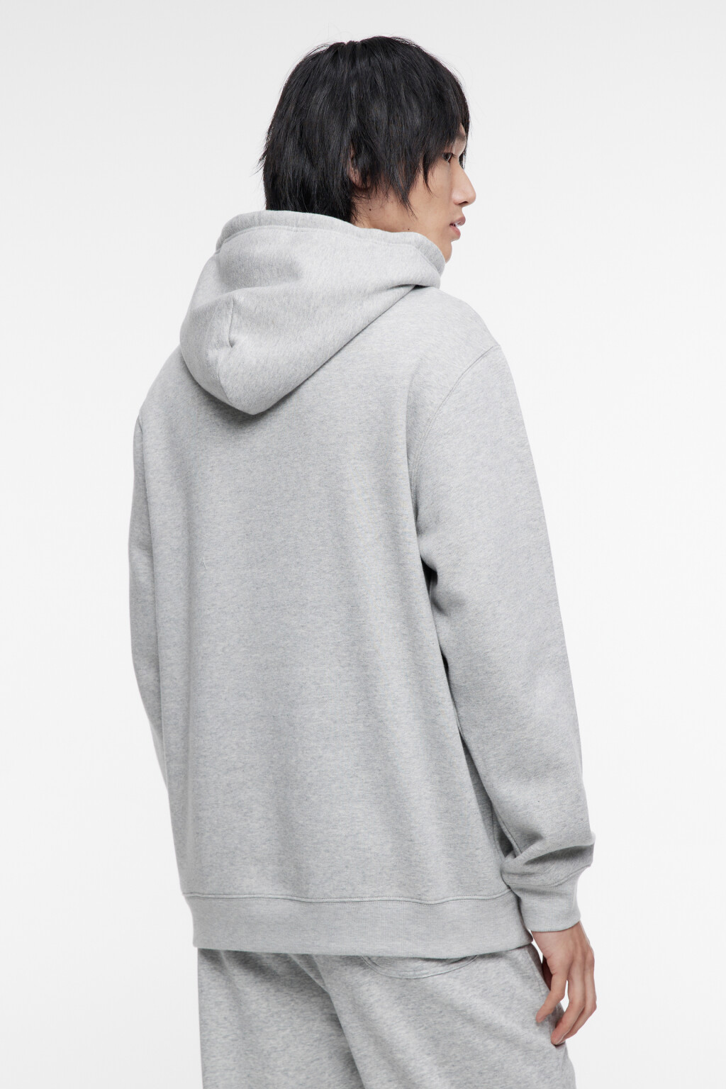 Худи oversize хлопковая с капюшоном и карманом - цвет серый - 5