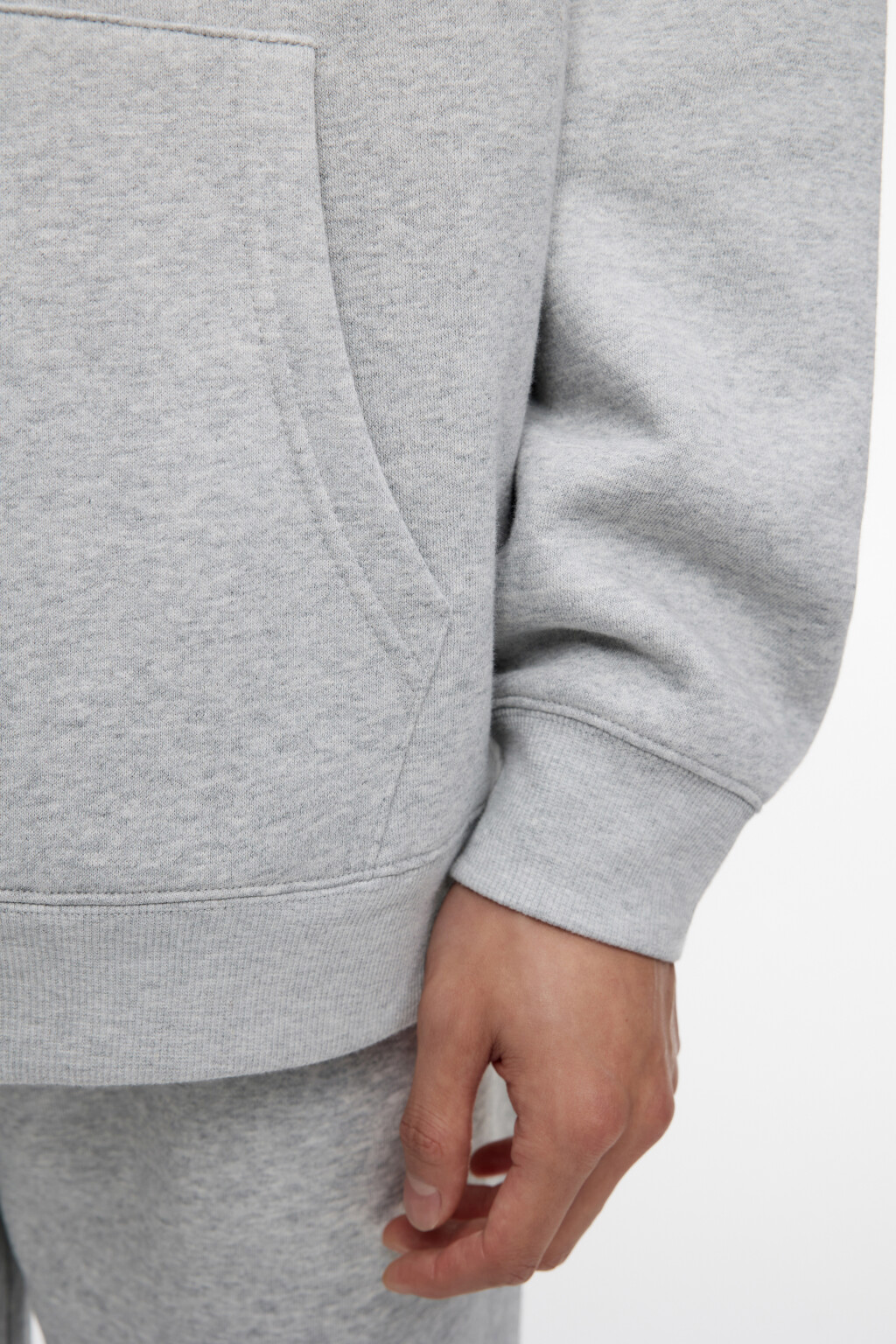 Худи oversize хлопковая с капюшоном и карманом - цвет серый - 8