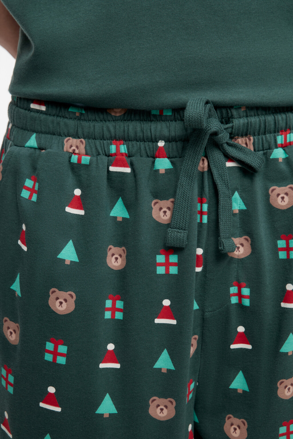 Комплект пижамный хлопковый с новогодним принтом - цвет зеленый - 7