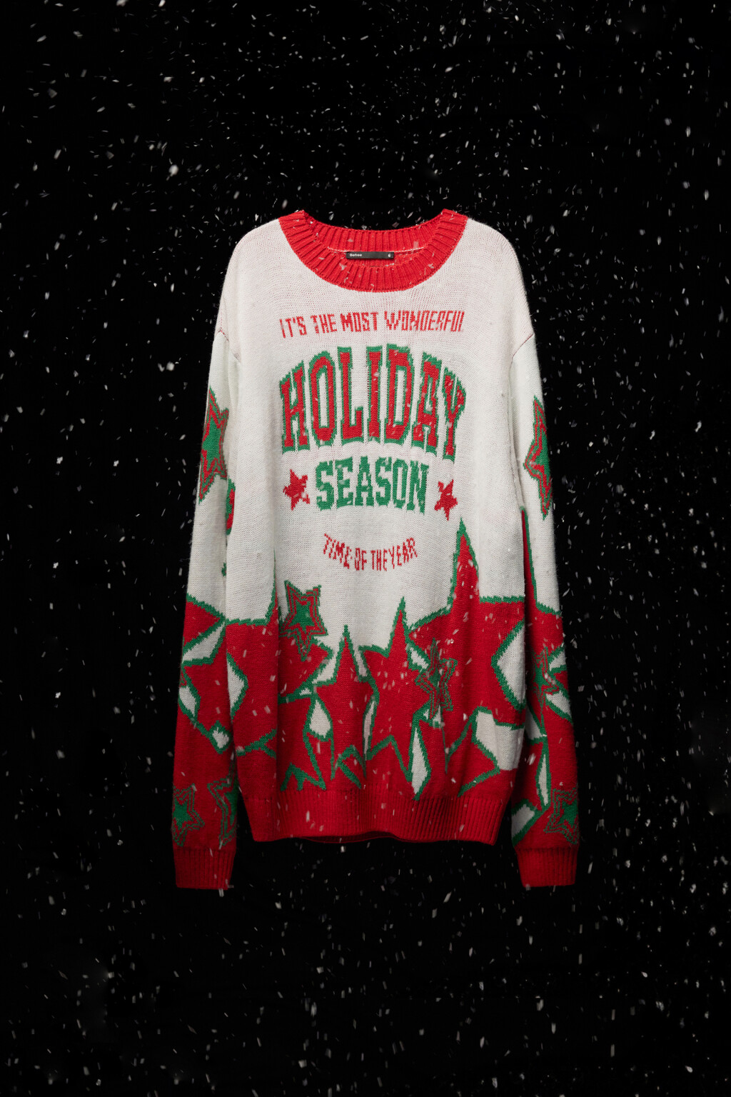 Свитер вязаный с рождественским принтом - цвет бордовый - 8