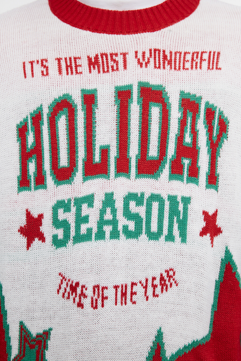 Свитер вязаный с рождественским принтом - цвет бордовый - 7