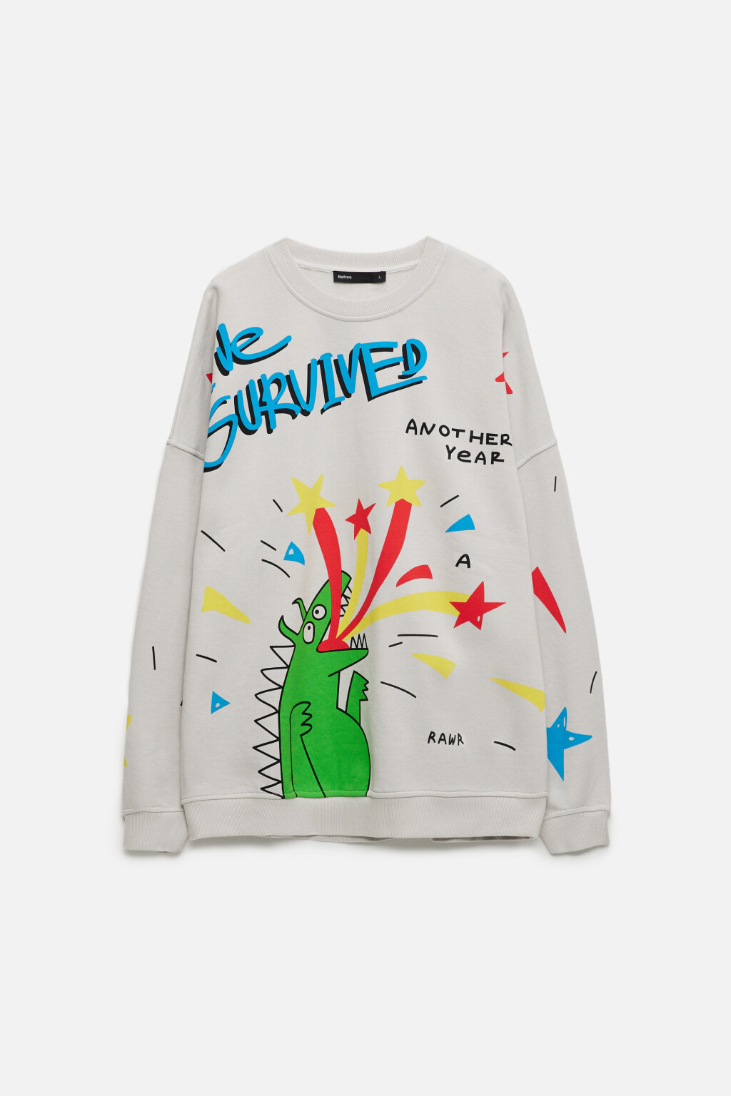 Свитшот oversize с новогодним принтом - цвет серый - 8
