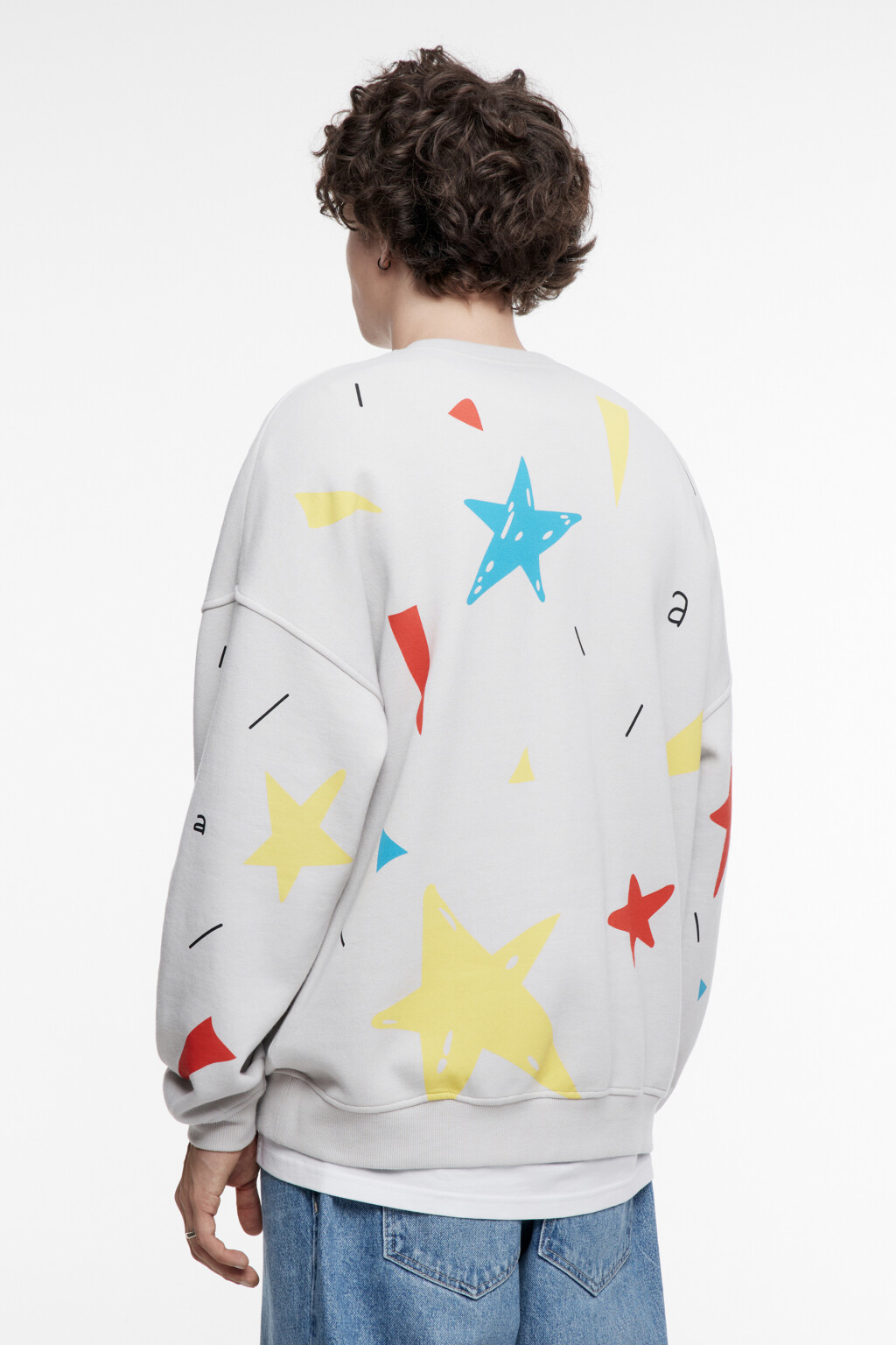 Свитшот oversize с новогодним принтом - цвет серый - 5