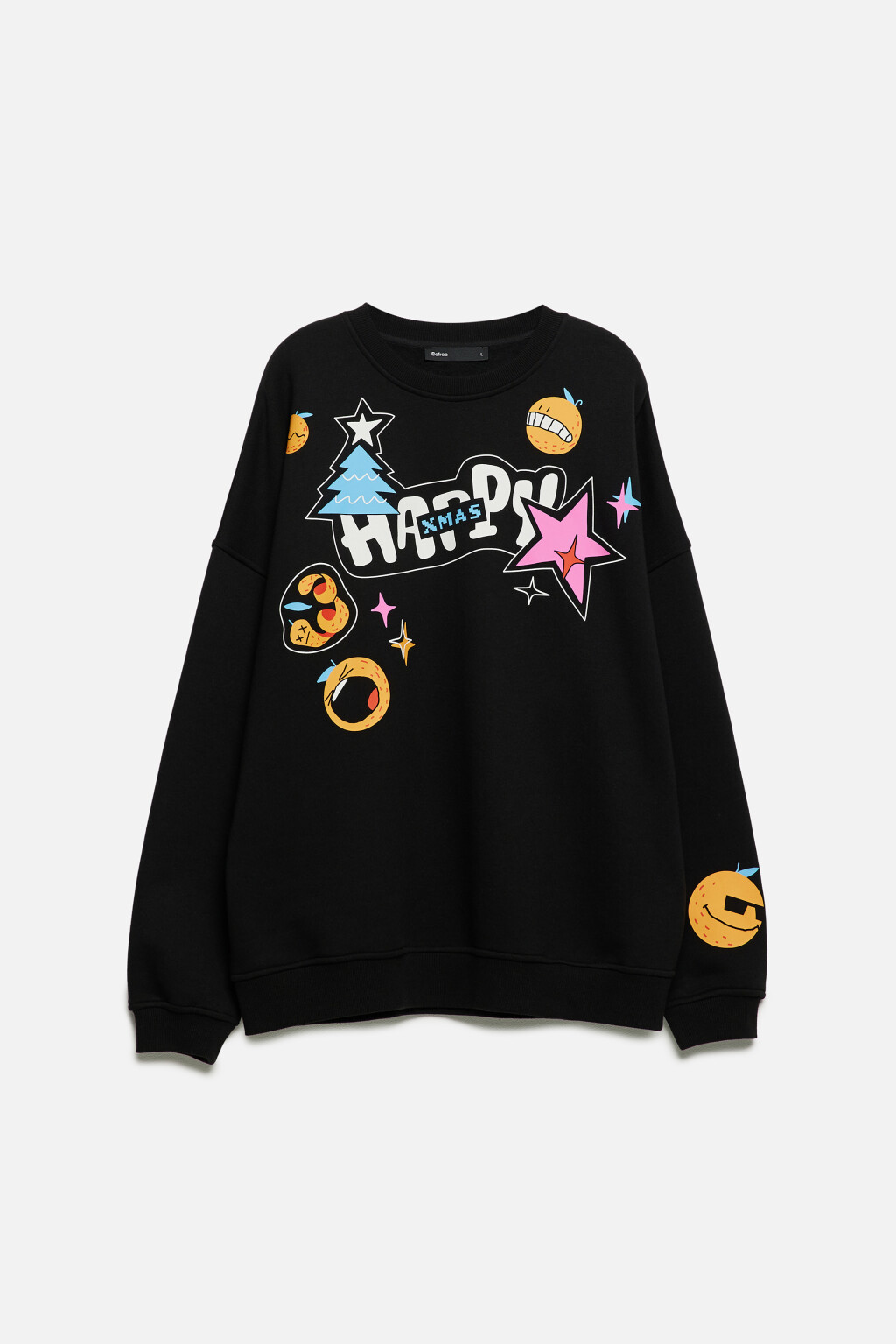 Свитшот oversize с новогодним принтом - цвет черный - 9