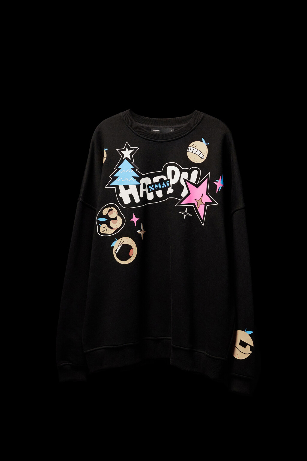 Свитшот oversize с новогодним принтом - цвет черный - 8
