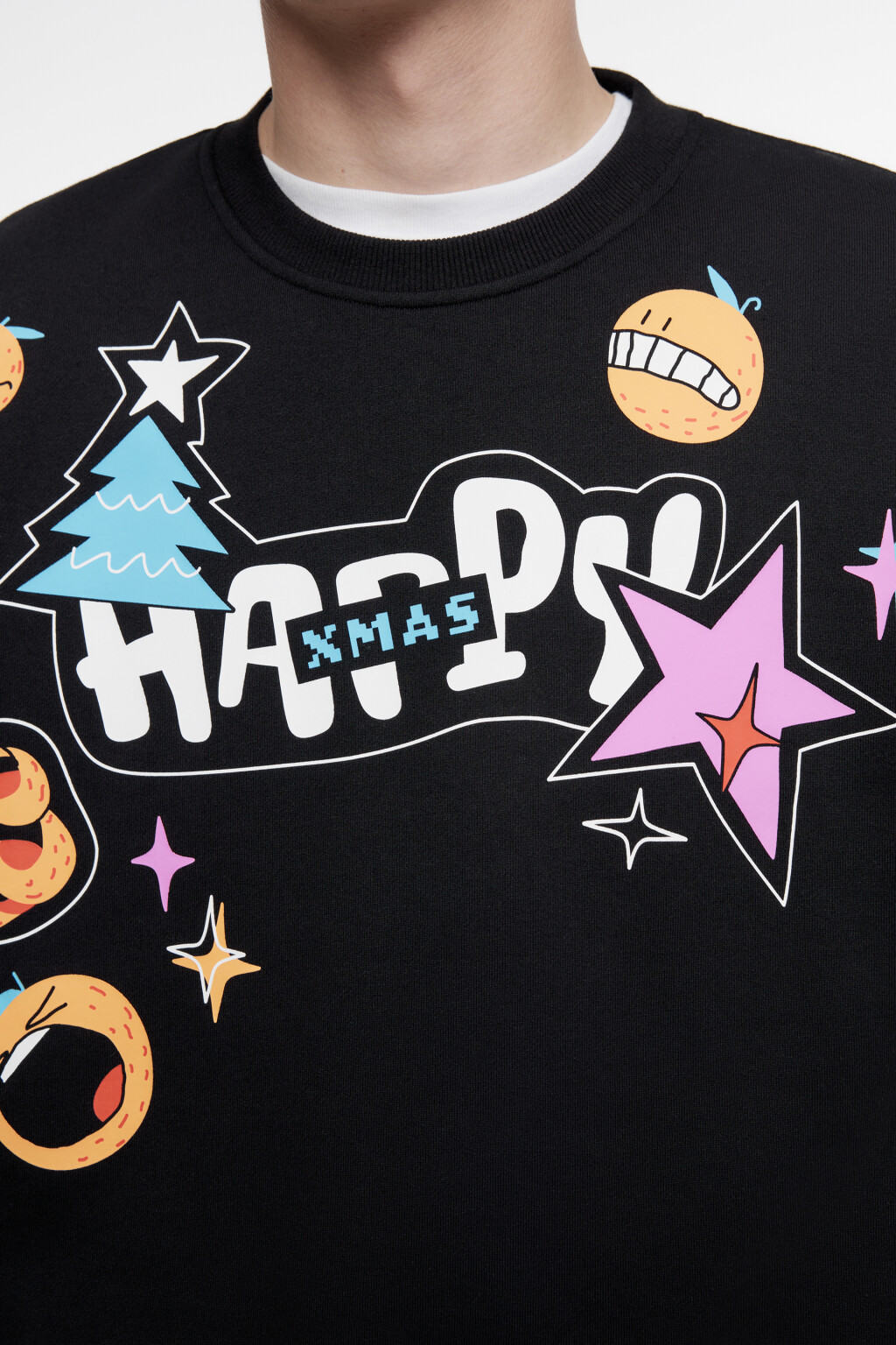 Свитшот oversize с новогодним принтом - цвет черный - 6